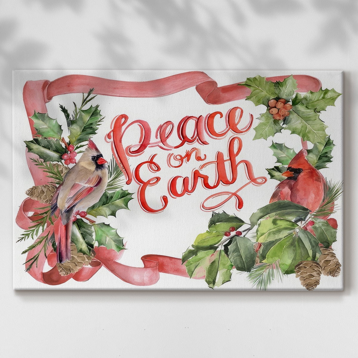 Cardinal Holly Christmas Collection A- Gallery Wrapped Canvas
