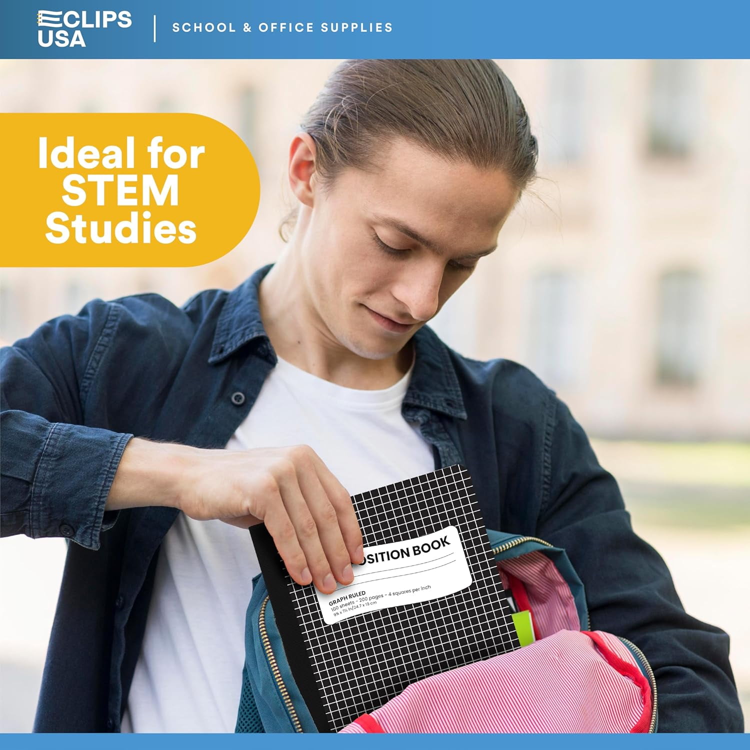 VEEBOST 100-Sheet Quad Ruled Graph Composition Notebooks with Hard Cover, 9.75" x 7.50", 12-Pack
