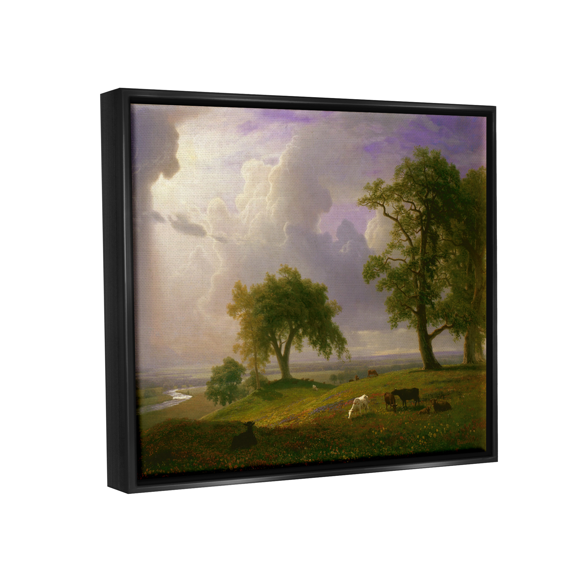 Stupell Industries California Spring Classic Albert Bierstadt Landscape Painting Painting Jet Black Floating Framed Canvas Print Wall Art, Design by one1000paintings