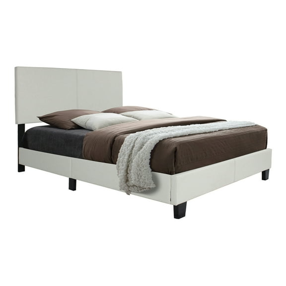 Home Bedroom Furniture Nora Faux Leather Upholstered King Panel Bed - White