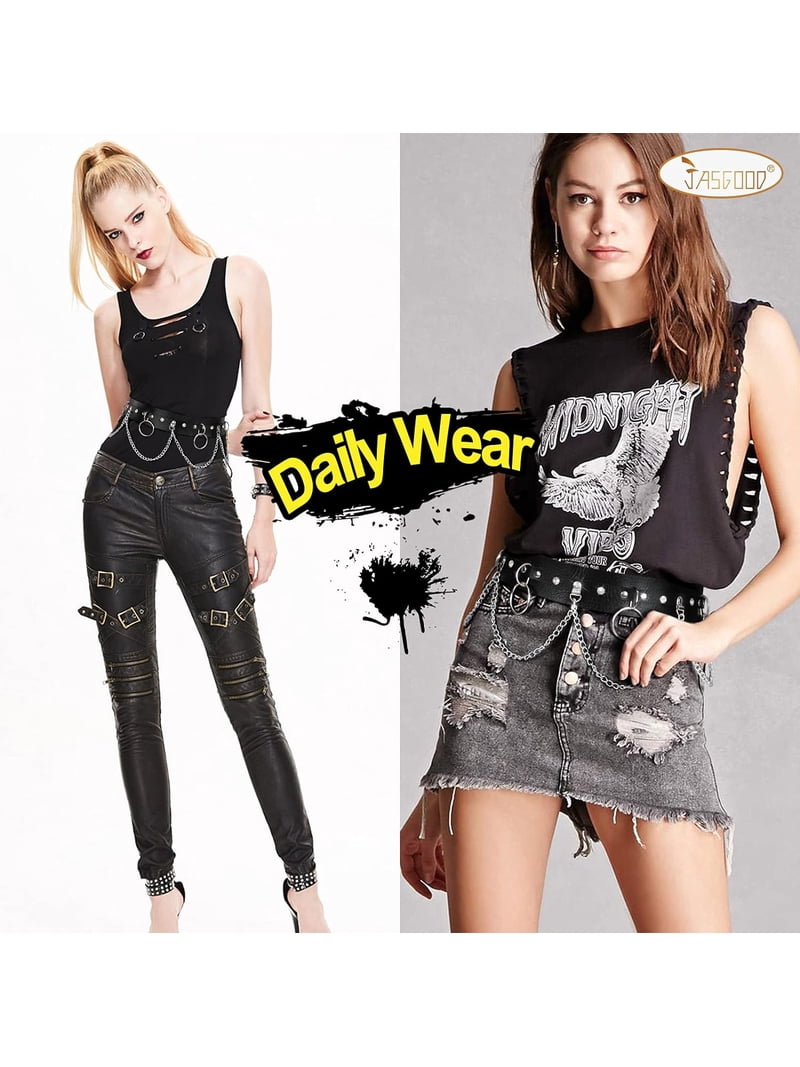 3469 Punk Black Waist Chain Belt Women Leather Rave Body Goth Accessoriess Dropship Punk Black Waist Chain Belt Women Leather Rave Body  main image 4
