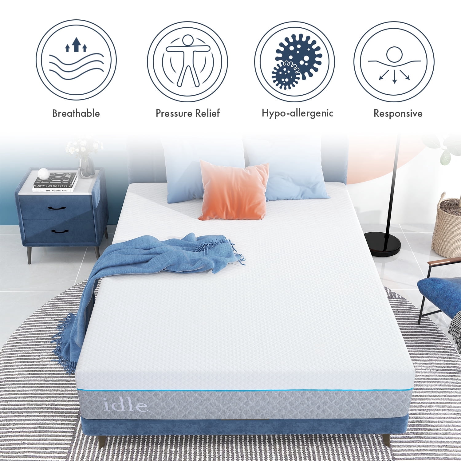 King Size Mattress, Beddle 12" Gel Memory Foam Mattress, Medium Firm Bed in a Box