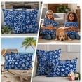 thumbnail image 5 of Blue Christmas Outdoor Waterproof Pillow Covers, Snowflakes Xmas Winter Vintage New Year Decorative Square Throw Pillowcase Sofa Cushion Sham for Patio/Couch/Chair, 26"x26" 2 Pack, 5 of 8