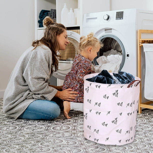 Cesto de ropa plegable | Cesto para ropa sucia plegable con asas | Gran capacidad de almacenamiento para dormitorios, apartamentos, habitaciones infantiles y viajes | Blanco