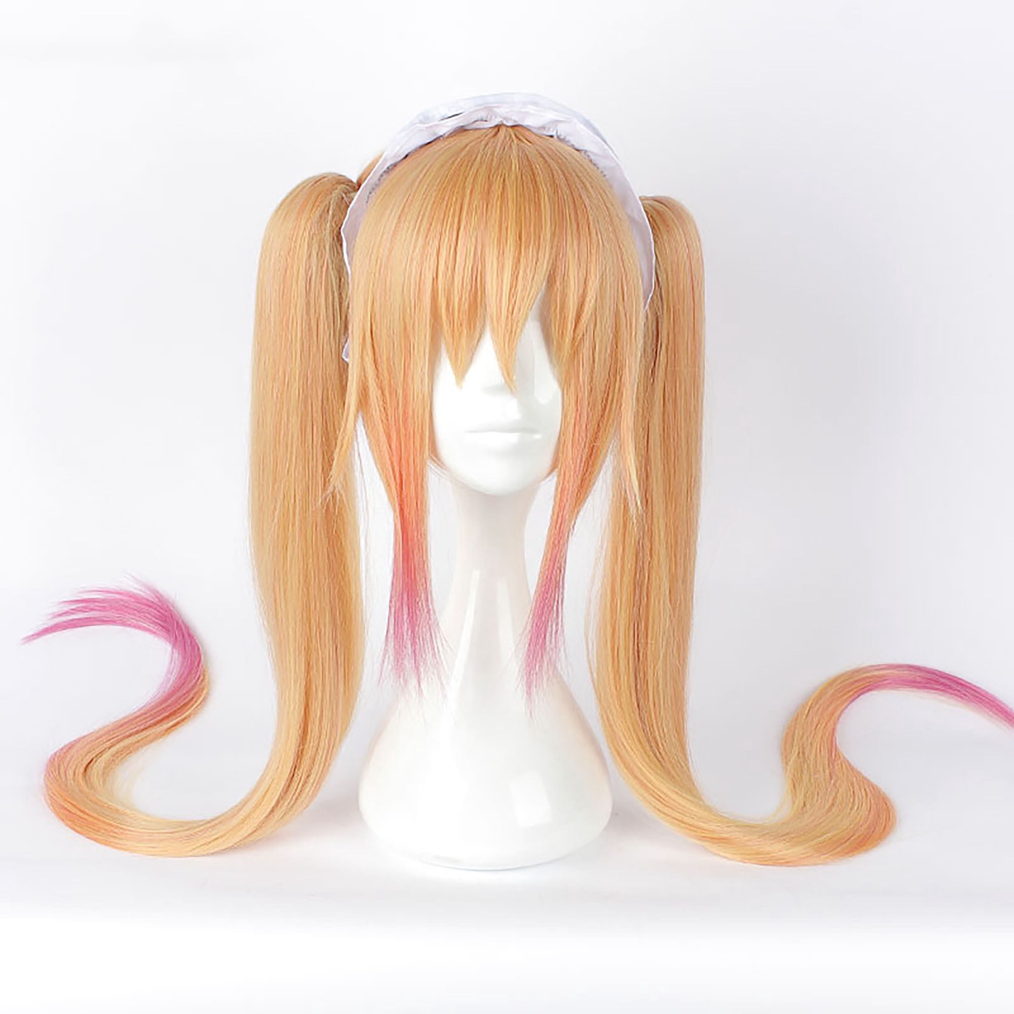 Unique Bargains Wigs for Women 39" Blonde Pink Wigs with Wig Cap