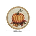 thumbnail image 4 of Fall Placematass, Autumn Theme Table Mat, Pumpkin Maple Leaves Dining Mat, Fall Harvest Party Place mats, Linen Braided Design, Stain & Heat Resistant, Round Mat, Thanksgiving Party Placemat, Orange, 4 of 6