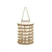 Unique Rope Extension Wooden Glass Lantern with Rustic Finish