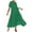 Green, variant on Zpanxa Casual Short Sleeve Dress for Women Solid Color V Neck with Button Front Ruching Full Flowy Skirt