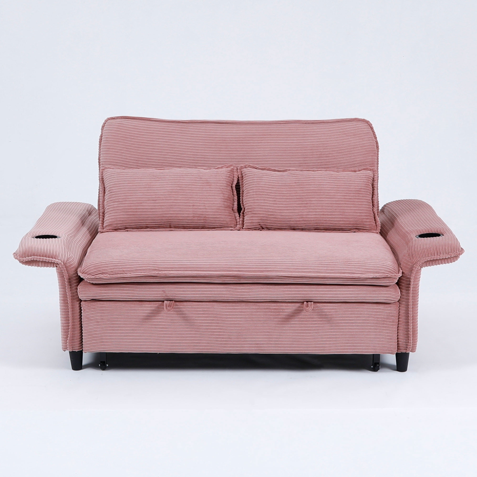 Miniyam 66" Pink Multi-Functional Sofa Bed, Couch for Living Rooms, 2 Seats Sofa with Adjustable Armrests & Backrests
