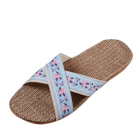 

GNEIKDEING Slippers For Ladies Women Breathable Bohemia Beach Slip On Shoes Flats Casual Sandals Gift on Clearance