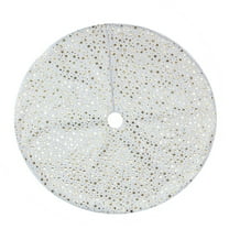 Beautynvta Christmas Tree Skirt, 35.4 Inch White Non-Woven with Sparkle Star Xmas Tree Skirt, Tree Ornaments Tree Mat Base Cover for Xmas Holiday Home Party Decor