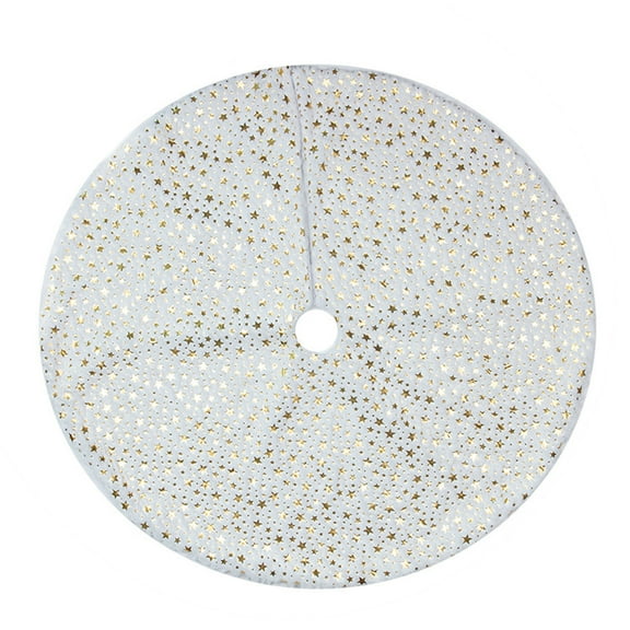 Beautynvta Christmas Tree Skirt, 35.4 Inch White Non-Woven with Sparkle Star Xmas Tree Skirt, Tree Ornaments Tree Mat Base Cover for Xmas Holiday Home Party Decor