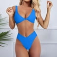 thumbnail image 2 of Vividxx Women's Bikini Sets Solid V Neck Knot Front Push Up High Leg Thong Two Piece Swimsuit Summer Comfortable For Beach Vacation 2026, 2 of 5