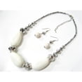 thumbnail image 1 of 12602WH 16 in. Tear Drop Ceramic Necklace and Earring set in White, 1 of 1
