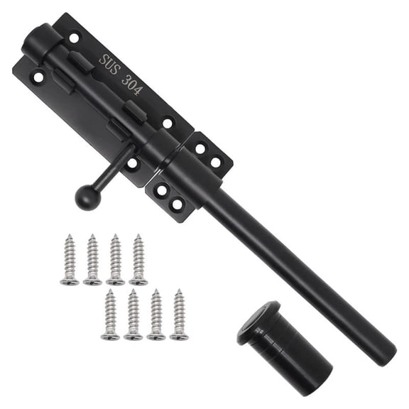 Heavy Duty Slide Bolt Gate with A Padlock, Horizontal Floor Hardware and Lockable (Black,10 Inch)