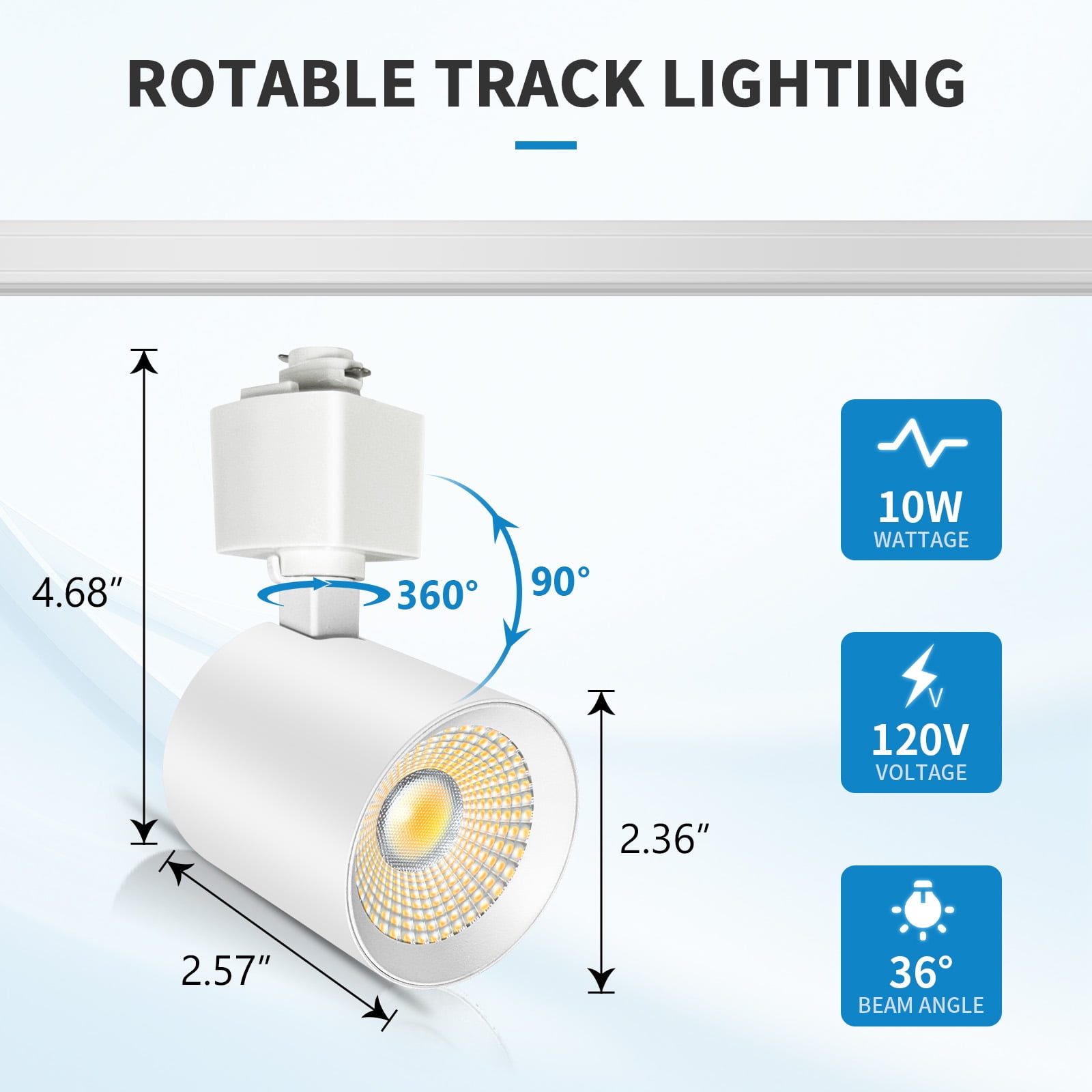 6-Light LED Track Lighting Kit with 6.6FT H Type Track Lighting Rail, Dimmable Track Lights Modern Kitchen Track Lighting Fixtures Ceiling Spot Light 2700K-5000K, CRI90+, 36° Beam 10W 800lm, White