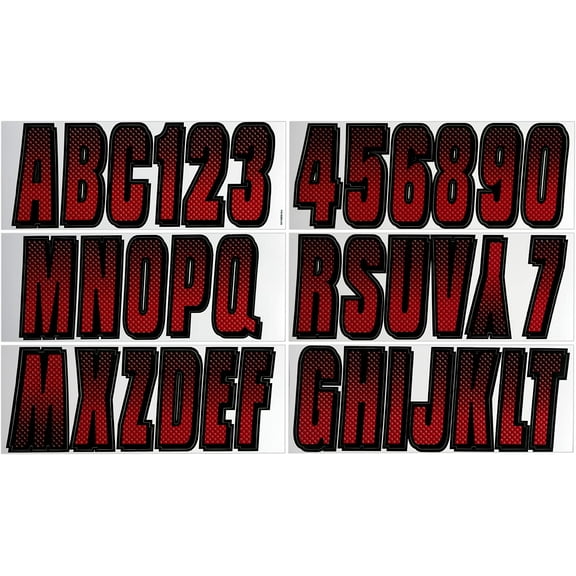 Hardline Products Series 300 Factory Matched 3-Inch Boat & PWC Registration Number Kit, Red/Black - REBKG300