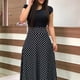 thumbnail image 1 of Qarigey Maxi vestido de manga corta con cuello y estampado de lunares para mujer Vestidos Punto METRO, 1 of 6