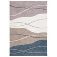 thumbnail image 2 of SAFAVIEH Calico Louella Abstract Polyester Shag Area Rug, Taupe/Blue, 5'3" x 7'6", 2 of 8