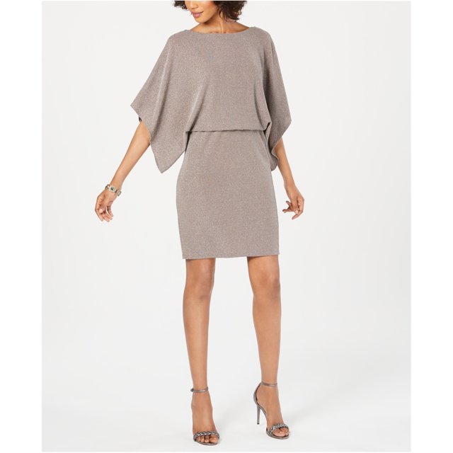 Jessica Howard Vestido de blusa con brillo metálico para mujer, Beige, 6 Jessica Howard Cazadora holgada