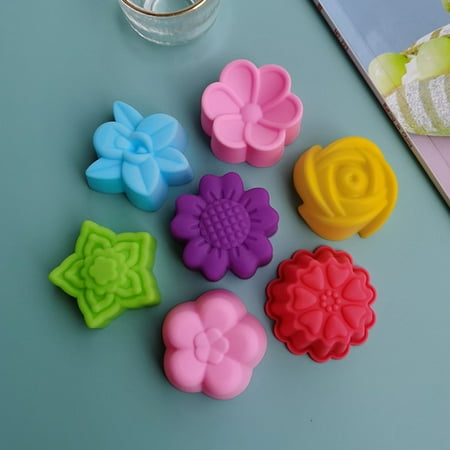

6pcs Muffin Silicone Cake Mold Flower Shape Cupcake Cup Reusable Baking Tool