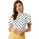thumbnail image 1 of Allegra K Blusa Corta Manga Acampanada Ojo De Cerradura En La Espalda Plisado Cuello Alto Lunares Top Para Mujer Blanco Negro XL, 1 of 6