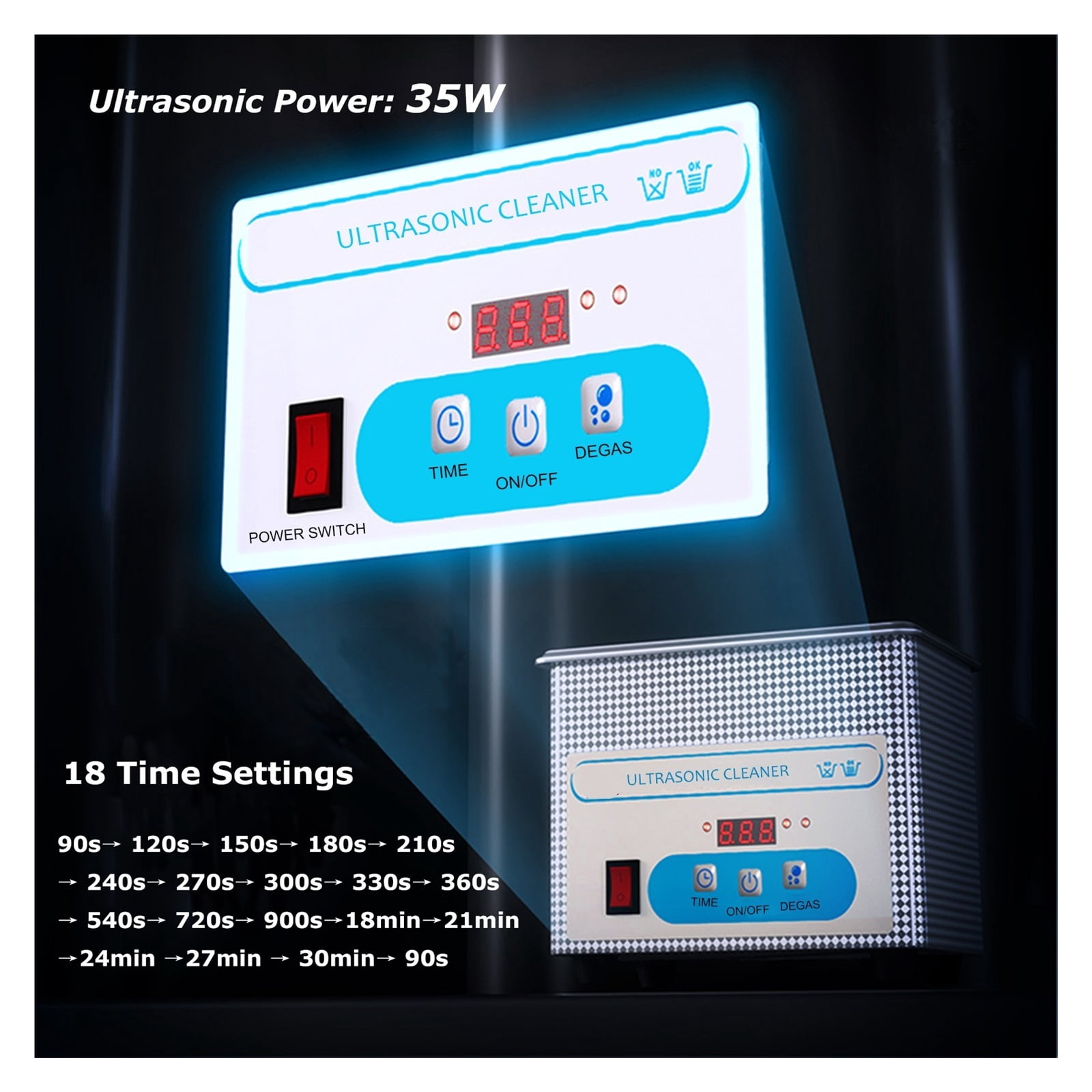 800ml Ultrasonic Cleaner 40kH Glasses Cleaner Ultra Cleaner Jewelry Cleaner Ultrasonic Cleaning Machine