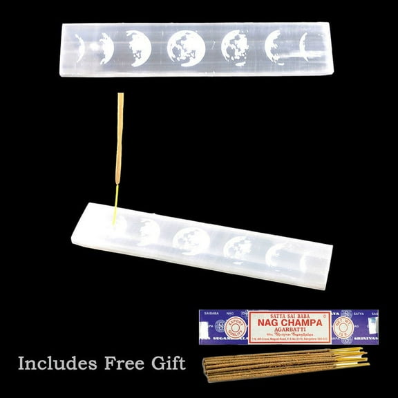 Half Moon 8 inch Selenite Incense Burner
