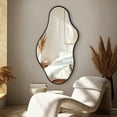 thumbnail image 3 of TEWLOSS Irregular Wall Mirror 43"x 24" Black Bathroom Mirrors Metal Frame, Drop Shape, 3 of 9