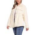 thumbnail image 4 of Abrigos de piel sintética INSPIRE CHIC para mujeres, chaqueta de forro polar con solapa y botones, ropa exterior XS beige, 4 of 6