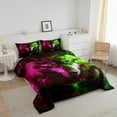 thumbnail image 2 of 3D Wolf Comforter Set Twin Size Moon Wolf Galaxy Themed Bedding Comforter Sets 2 Piece Wolves Wild Animal Bedding for Adults Men Tie Dye Oil Painting Starry Design Quilt, Purple Green and Black, 2 of 6