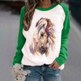 thumbnail image 2 of Moda mujer primavera otoño Color a juego impreso manga larga cuello redondo Casual camisetas Pompotops  gfhjh18574, 2 of 4