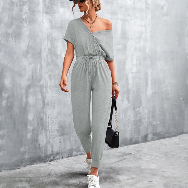Monos de mujer monos de cuello en v para mujer mono con bolsillos mono de manga corta para mujer mono de manga corta con cuello en v Mono de manga corta con cuello en V para mujer ANGGREK Otros
