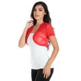 thumbnail image 3 of Fashion Secrets Women Short Sleeves Sheer Chiffon Bolero Shrug Short Cardigan (Red, XX Large), 3 of 5