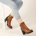 thumbnail image 6 of Pennysue Women's Chunky Heel Booties Brown Zipper Ankle Booties Size 11, 6 of 6