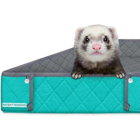 Washable Cage Liner with Raised Sides for Guinea Pigs and Small Animals Gray Green Critter Nation