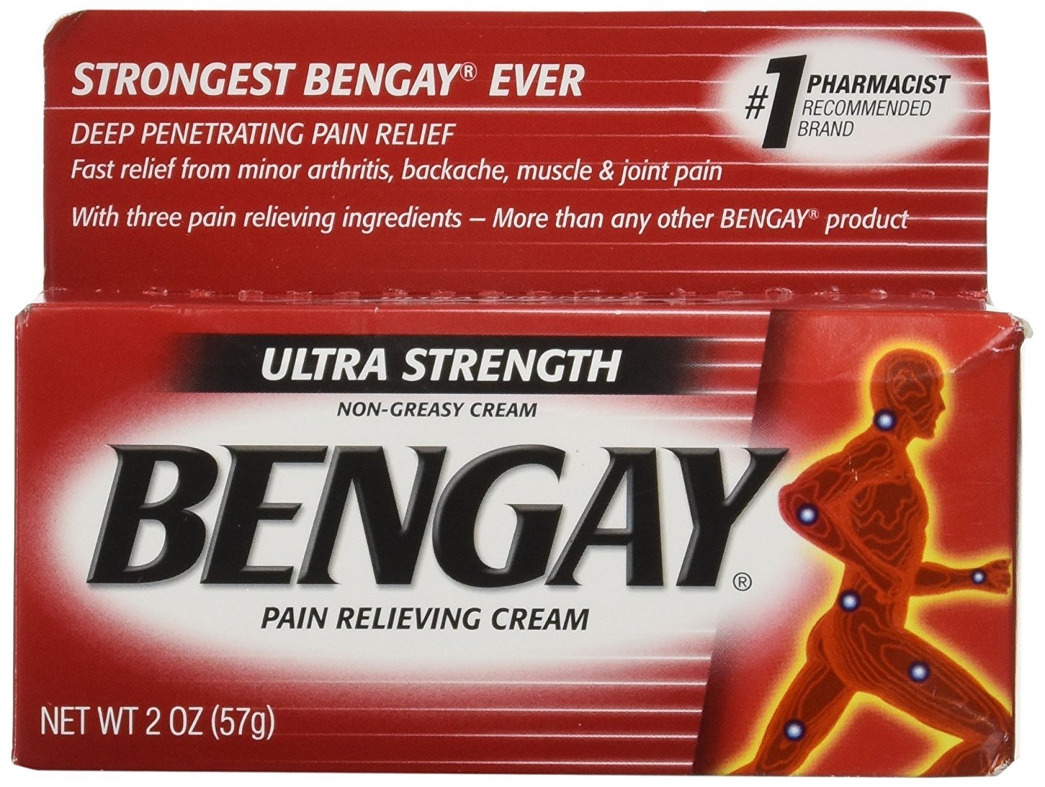 Bengay Ultra Strength, Pain Relieving Cream, NonGreasy, 2 Ounce