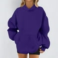 thumbnail image 3 of Mohiass Womens Oversized Hoodies Long Sleeve Plain Basic Fleece Sweatshirts 2025 Fall Winter Pullover Tops with Pocket Dark Purple S, 3 of 5