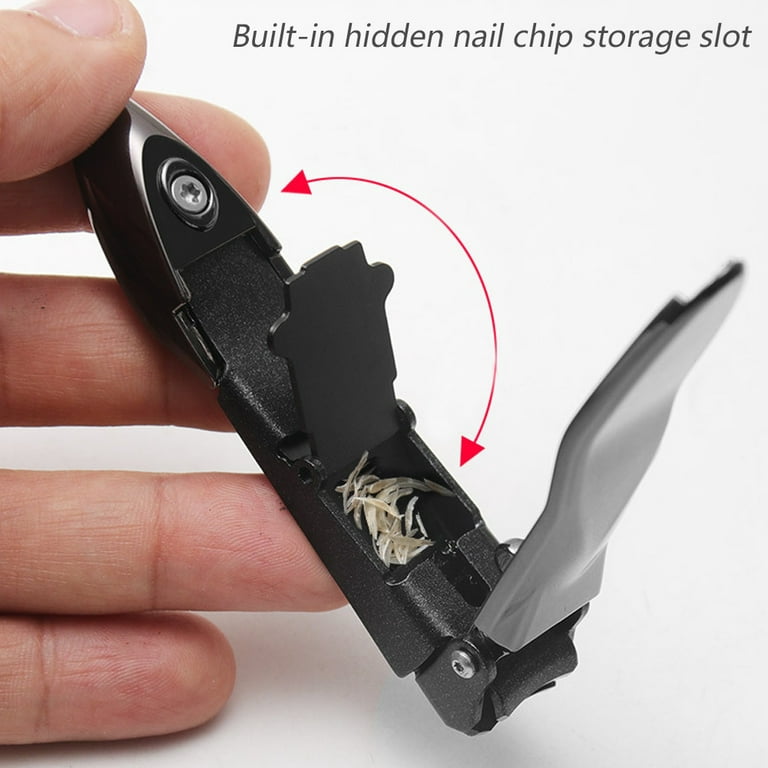 Nail Clippers for Men with Catcher - Sharp Heavy Duty Self-Collecting Nail Cutters Fingernails and Toenails Manicured, Gray