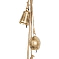 thumbnail image 4 of DecMode Tibetan Inspired Cascading Gold Metal Bell Decorative Cow Bells with 5 Bells on Jute Hanging Rope, 4 of 9