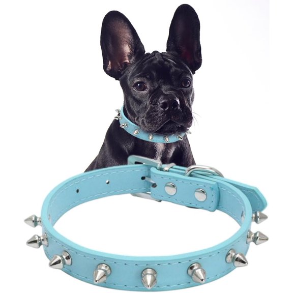 1Pack Spiked Dog Collar for Small Dogs, Mushrooms Rivet Soft Pu Leather Spike Stud Studded Cat Collar Adjustable for Mini Tiny Breed Pet Teacup Puppy