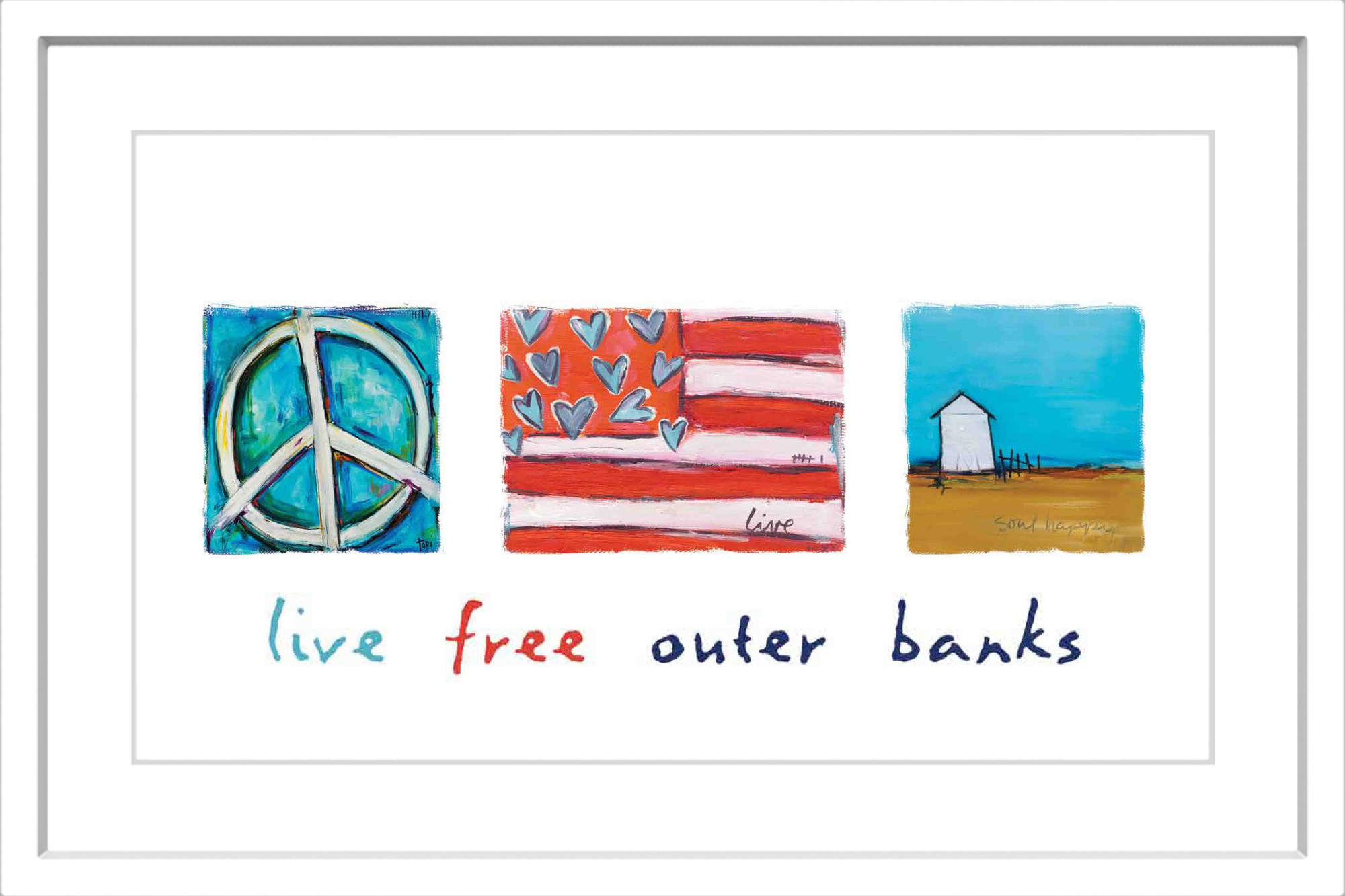 Marmont Hill "Live Free Outer Banks" by Tori Campisi Painting Print in Frame