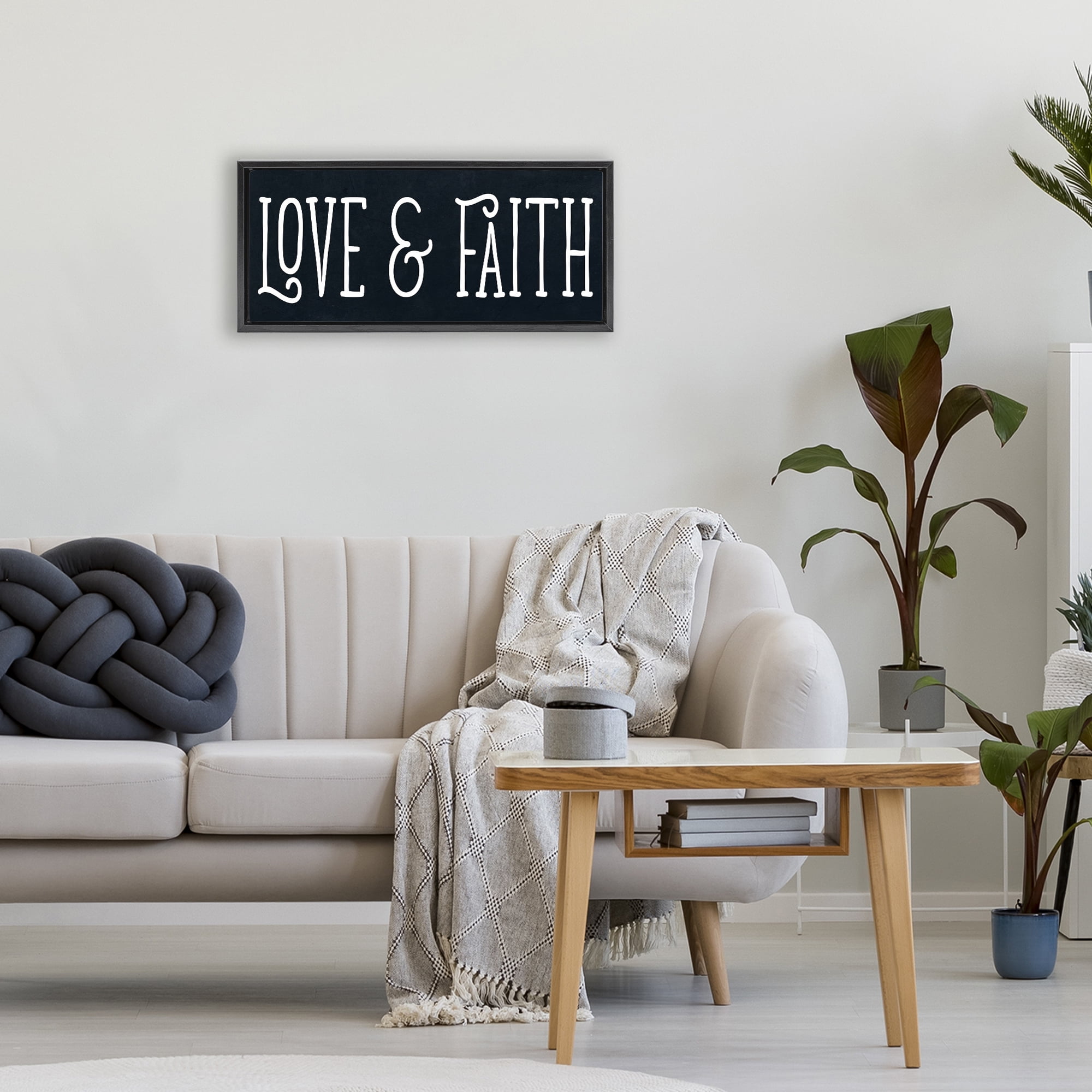 Stupell Industries Love & Faith on Black Black Framed Floater Canvas Wall Art, design by SD Graphics Studio