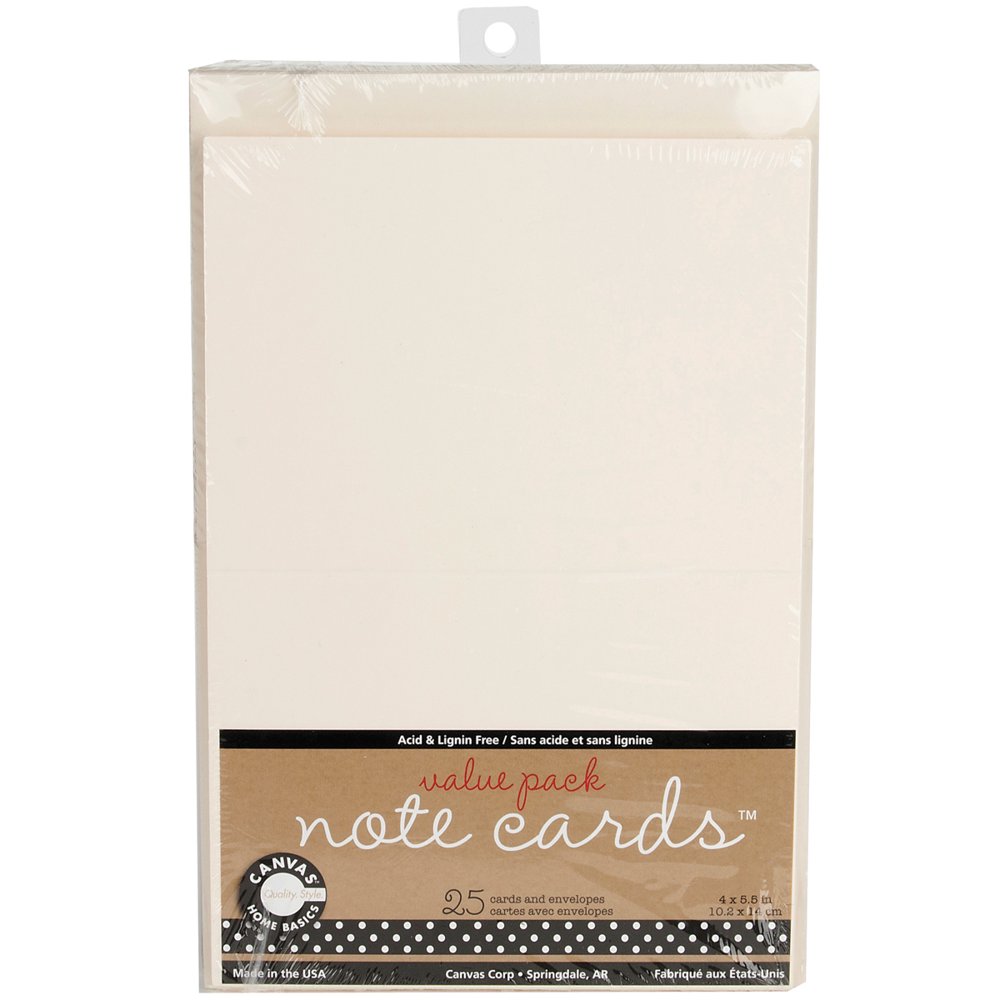 Value Pack Note Cards W/Envelopes 4"X5.5" 25/PkgIvory