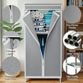 thumbnail image 5 of 16mm Hanging Closet Organizer, Durable Portable Closet Wardrobe T-Zipper Design & Full-Cover Dustproof Cover, Dtorage Closet RackShelf for Bedroom, Apartment, Dorm, Light Gray, 5 of 12