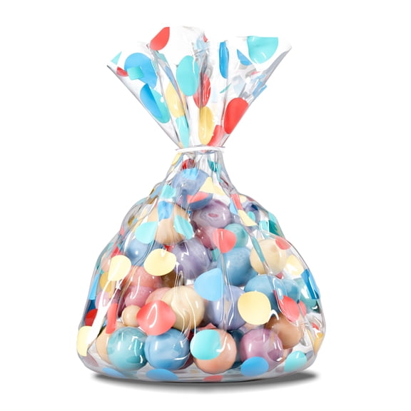 American Greetings 10" Small White Treat Bags, Multi-Color Polka Dots (12-Count) (1-Count)