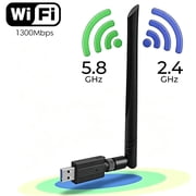 USB WiFi Adapter, Wireless Network Adapter, 1300Mbps USB Wifi Adapter, Dual Band 2.4G/5G High Gain 5dBi Wireless Network Wi-Fi Dongle Adapter Support Windows 11/10/7/8/Vista/XP, Mac OS 10.9-10.15