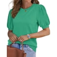 thumbnail image 2 of Jersey de manga corta WIHOLL verde abullonado para mujer, 2 of 6