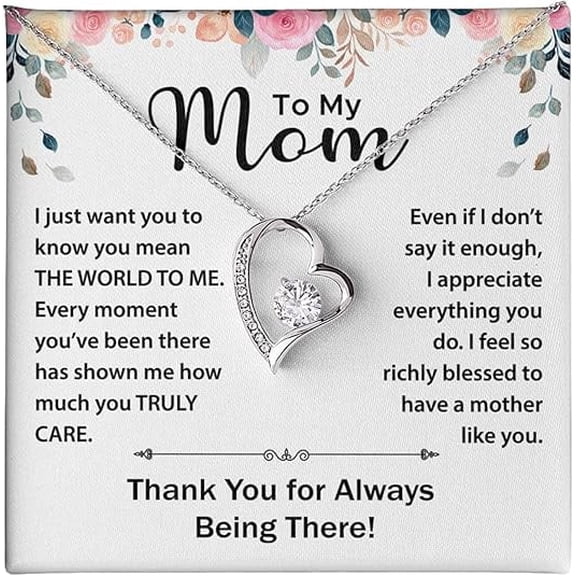 To My Mom Necklace From Daughter or Son, Jewelry with Message & Gift Box