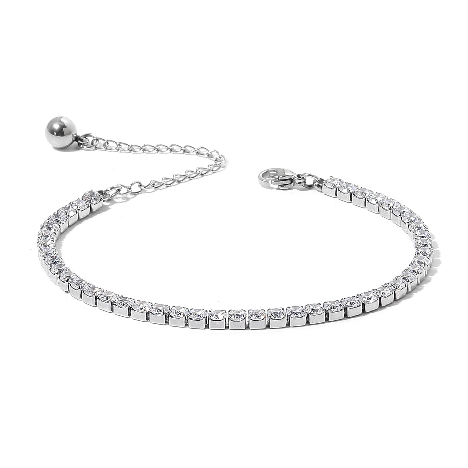 Shop LC Shop LC Cubic Zirconia Tennis Elegant Bracelet in Stainless